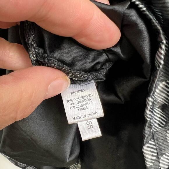 EXPRESS Y2K 8 Dot and Stripe Black/Gray/White Satin Ruched Halter Neck Tank - Picture 7 of 9